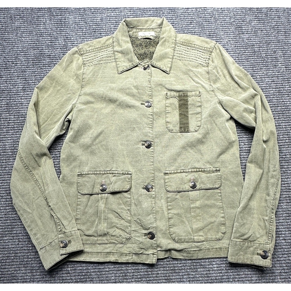 Maurices Jacket Womens Small Green Lyocell Utility Military Button Front Casual